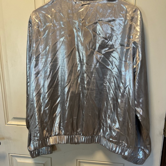 Vintage Juicy Couture Metallic Silver Bomber Jacket Size XL EUC - Picture 8 of 10
